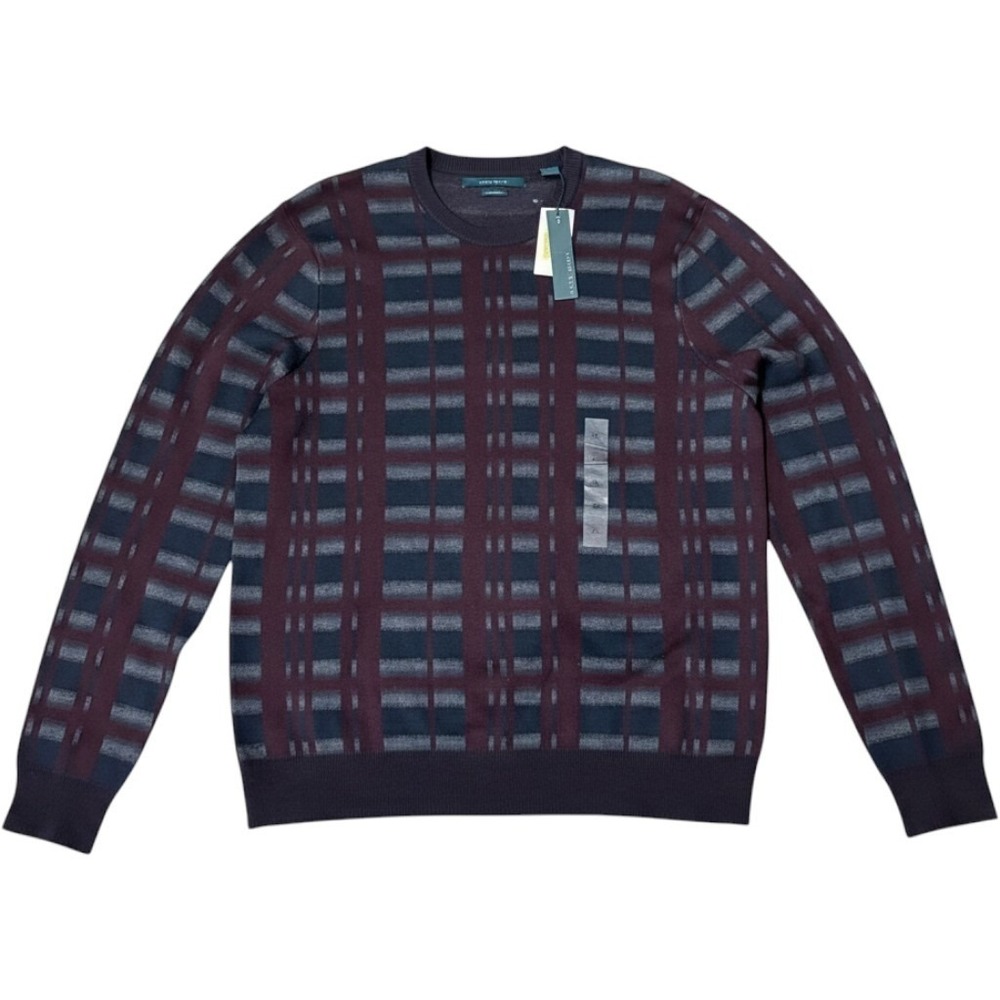 Perry Ellis Mens Wool Blend Crew Neck Sweater Port Plaid XL 4DFG7246PS